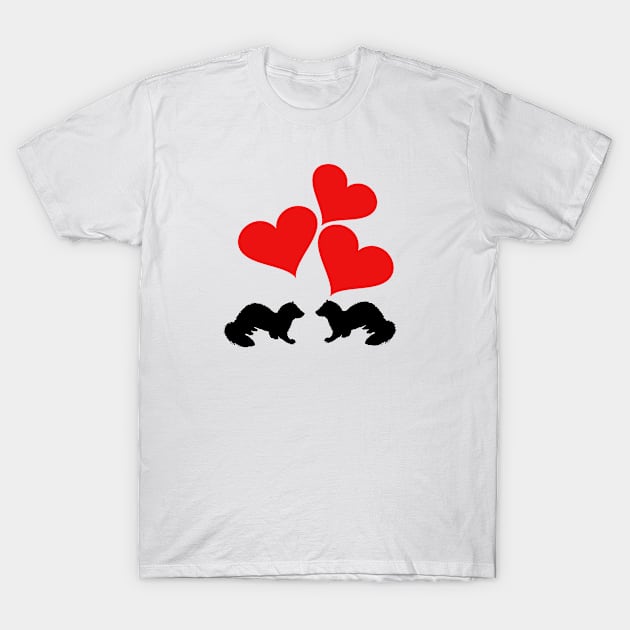 Hearts & Ferrets T-Shirt by BittenByPolecats